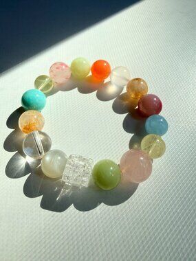 Mixed Candy Natural Gemstone Bracelet Large Beads